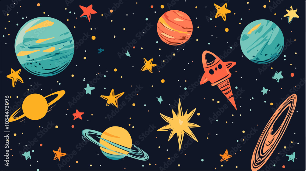 Illustration of space. Planets. Galaxy. Illustration of space. Planets. Galaxy.