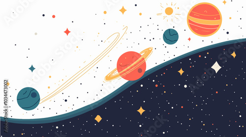 Illustration of space. Planets. Galaxy.