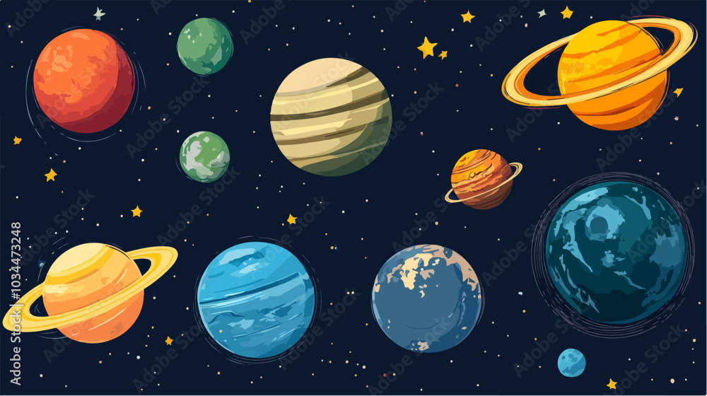 Illustration of space. Planets. Galaxy. Illustration of space. Planets. Galaxy.