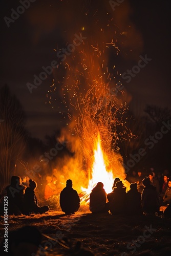 People of all ages and backgrounds gathered around a bonfire, sharing stories and laughter in unity.