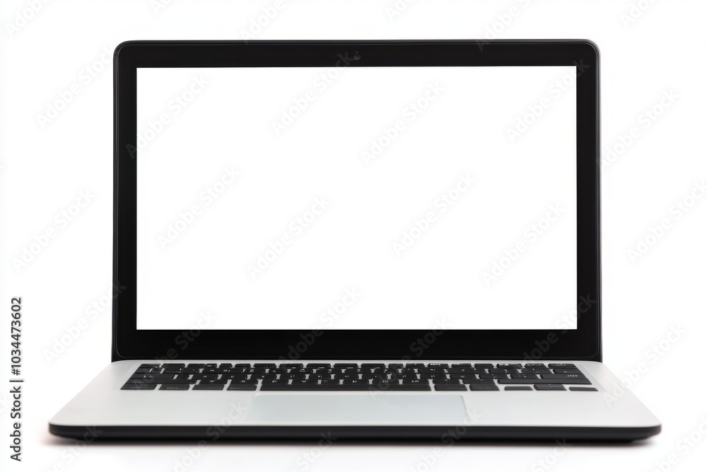 Laptop with a blank white screen for branding purposes isolated on white background Laptop with a blank white screen for branding purposes isolated on white background