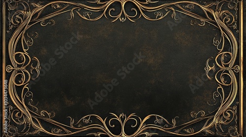 Elegant dark ornate frame with golden accents