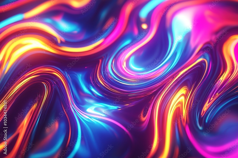 Fototapeta premium Vivid neon waves flowing in dynamic motion