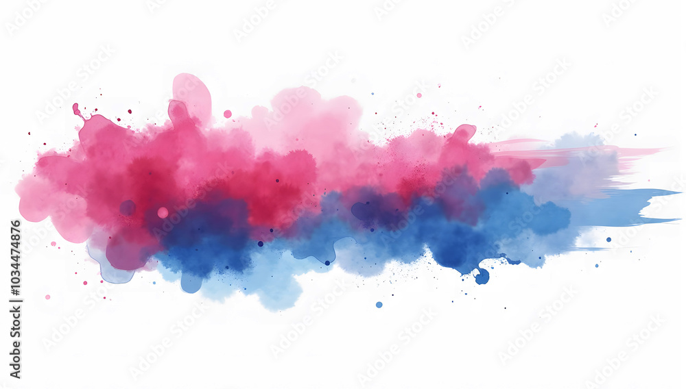 Obraz premium blue and pink paint brush strokes in watercolor white background