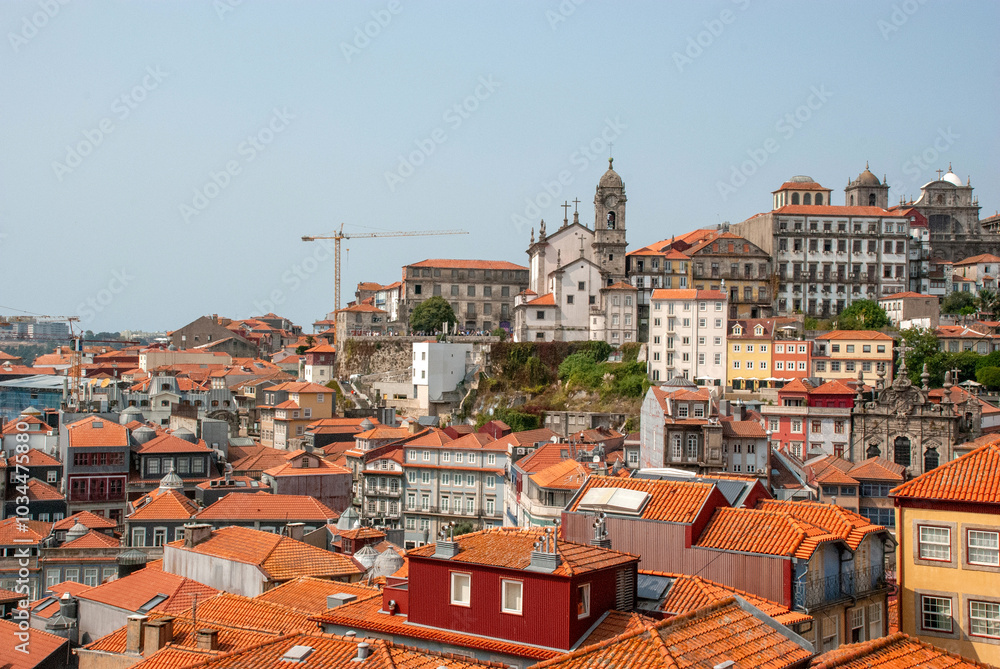 Obraz premium Cityscape of Porto, Portugal - with houses red roofs in old town