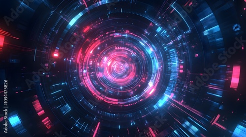 Abstract circular science fiction futuristic background. 