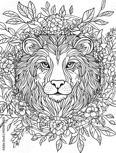 mandala animal pattern, coloring, thin lines, nature inspired, adult style, thick outlines