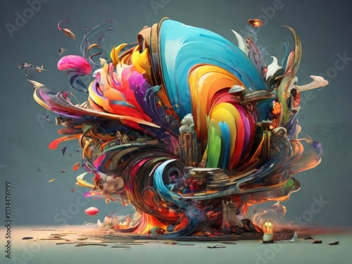 Abstract color design with dynamic shapes and elements. Ideal for backgrounds and design concepts
