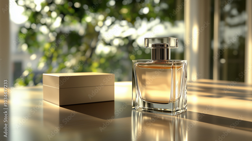 Photorealistic Perfume Bottle with Luxurious Case Photorealistic Perfume Bottle with Luxurious Case