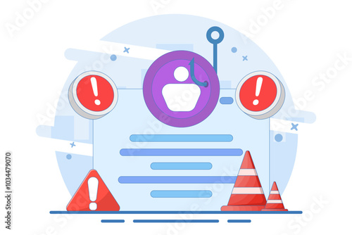 phishing website warning concept. dangerous and suspicious website. account theft prevention. login page illustration with cross and warning. flat vector illustration on background.