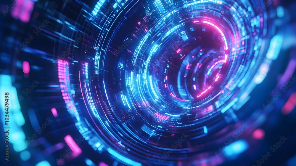 Obraz premium Abstract circular science fiction futuristic background. 