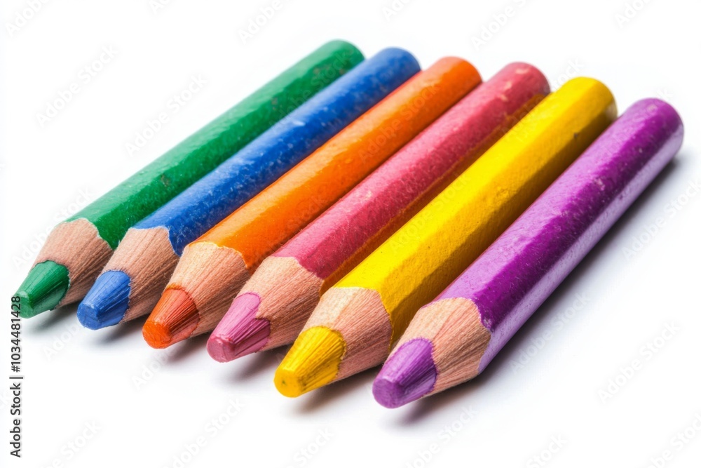 Set of colorful crayons, highlighting creativity isolated on white background Set of colorful crayons, highlighting creativity isolated on white background