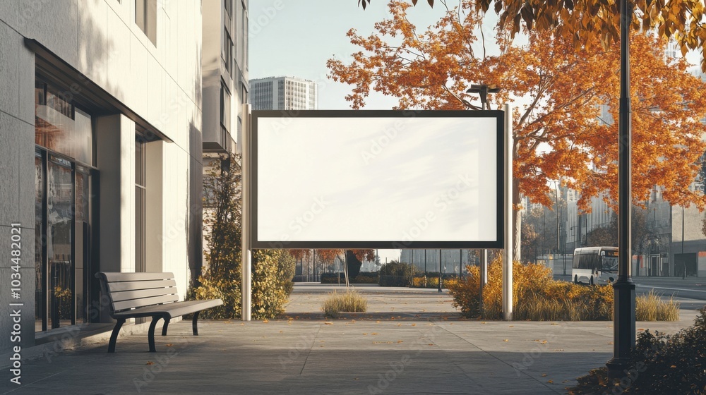 a blank billboard is on a city street a blank billboard is on a city street