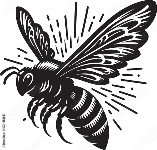 Silhouette of bee Vector art illustration