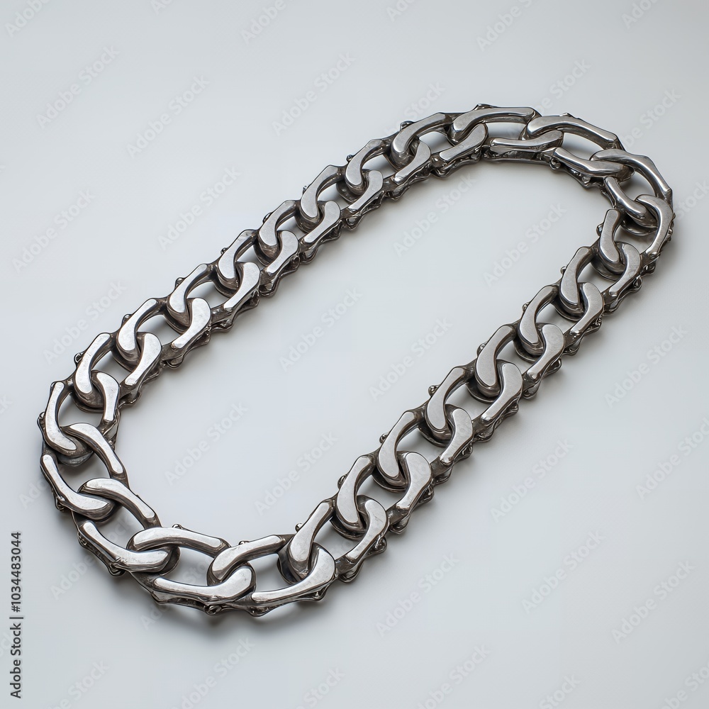 Fototapeta premium Silver chain necklace with a chunky design.