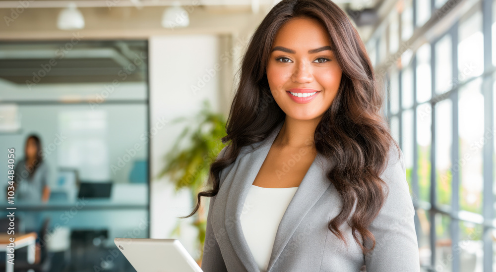 Smiling calm confident Asian business woman leader standing in office. Professional executive manager looking at camera. Portrait. Smiling calm confident Asian business woman leader standing in office. Professional executive manager looking at camera. Portrait.