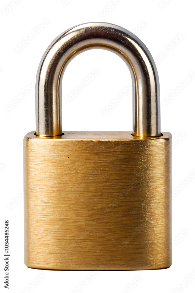 Simple gold padlock on a white background Simple gold padlock on a white background