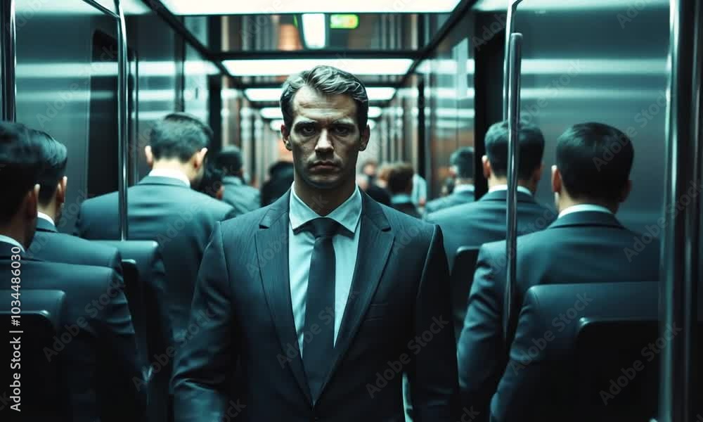 Confident Businessman in an Elevator Confident Businessman in an Elevator