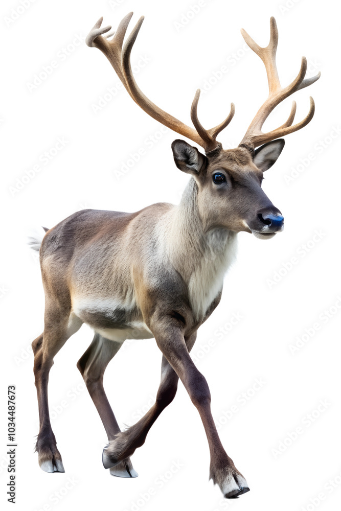 Reindeer walking gracefully in natural habitat Reindeer walking gracefully in natural habitat