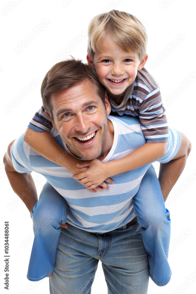 Joyful father and son sharing a playful moment Joyful father and son sharing a playful moment