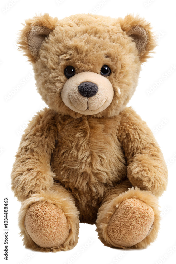 Obraz premium Soft teddy bear sitting on a neutral background