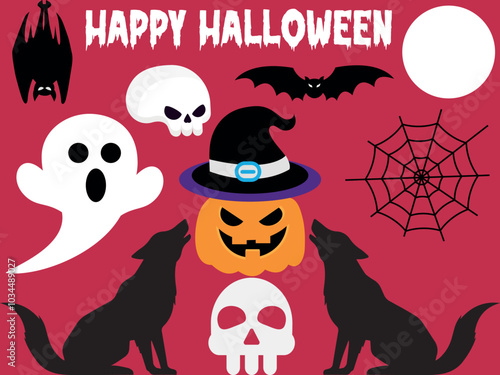 set of halloween elements. happy halloween vector design