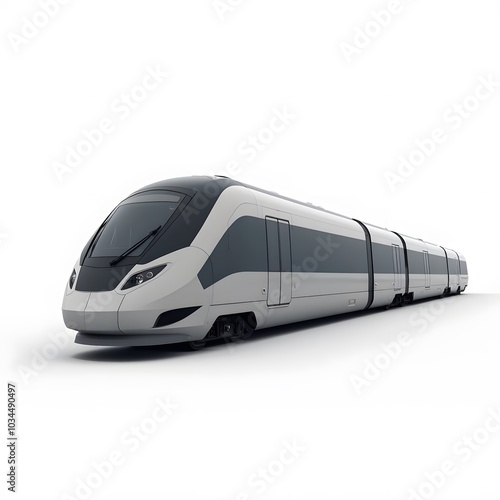 Modern High-Speed Train Isolated on White Background