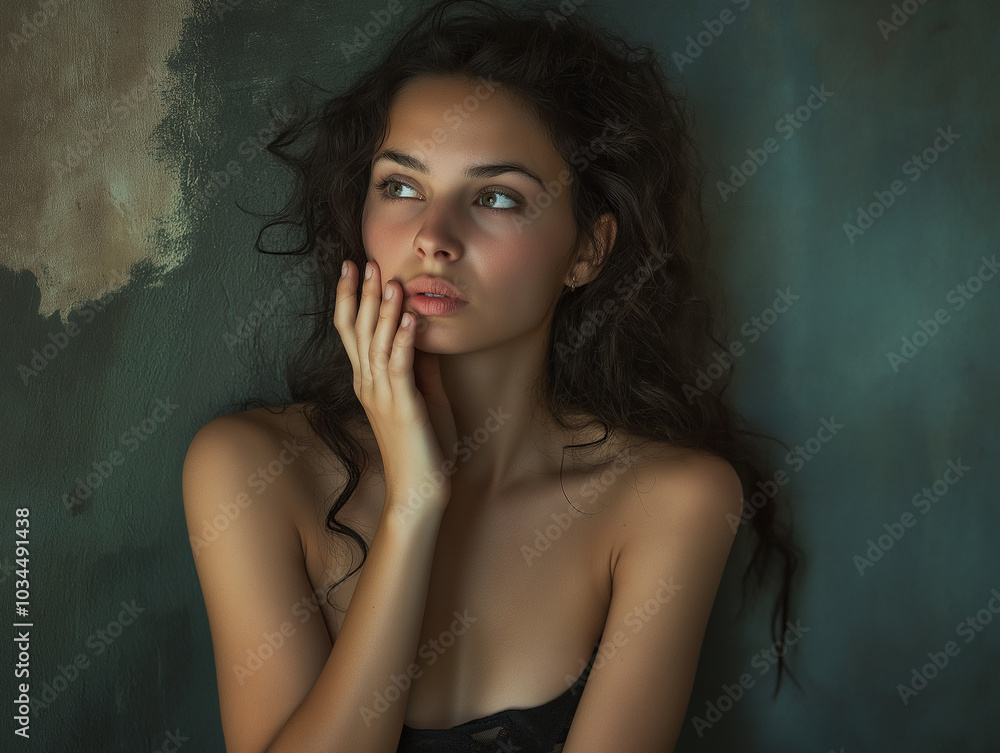 Studio portrait of a woman with doubts Studio portrait of a woman with doubts