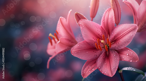 Pink Lily Flowers Background