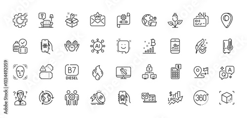 Support consultant, Lock and Air conditioning line icons pack. AI, Question and Answer, Map pin icons. Award app, Seo gear, Energy price web icon. Vector