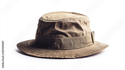 A safari hat shown isolated against a pure white background