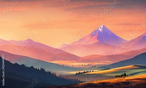 Landscape in the mountains, AI generated	
