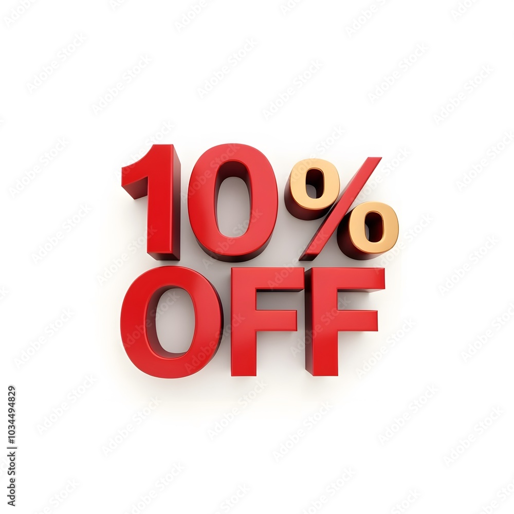 3D 10% Off Discount Promotion Asset Isolated on White Background 3D 10% Off Discount Promotion Asset Isolated on White Background