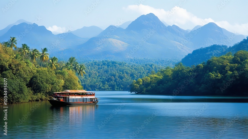 Kerala, showcasing India's captivating beauty with lush landscapes and serene waters Kerala, showcasing India's captivating beauty with lush landscapes and serene waters