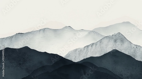 A minimalist and modern interpretation of a grainy mountain range this design uses negative space and monochromatic tones to create a striking and sophisticated look. The simplicit photo