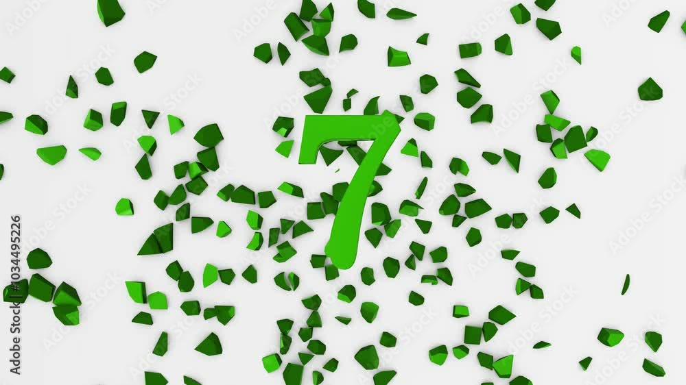 The Countdown motion graphics features numbers from 9 to 0 falling down the screen and crashing into pieces The Countdown motion graphics features numbers from 9 to 0 falling down the screen and crashing into pieces