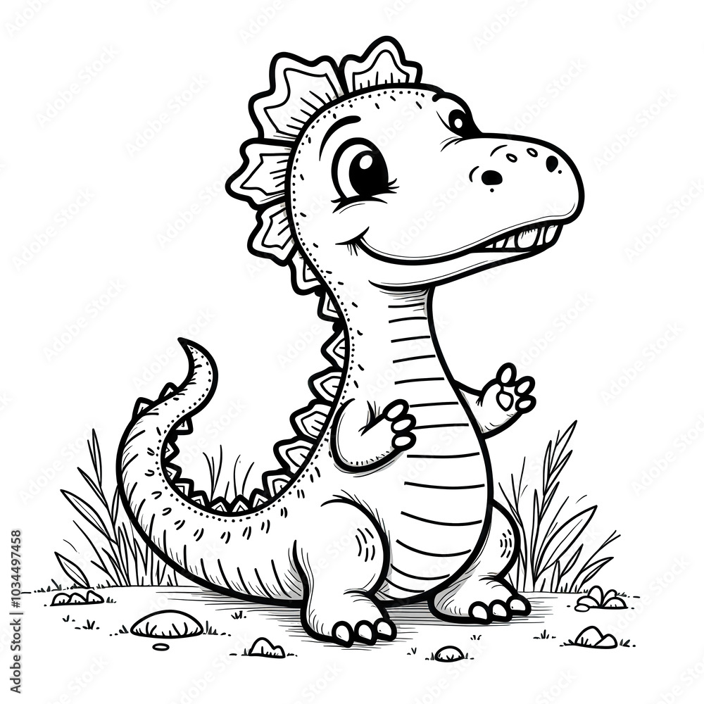 Fototapeta premium Cute Dinosaur Coloring Page