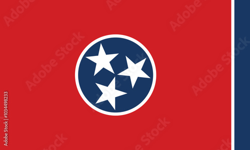 Normal flag of the United States federal state of TENNESSEE with original aspect ratio