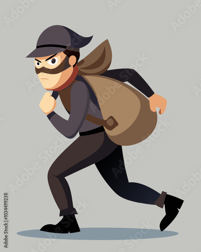 Side View Of A Robber Carrying Sack