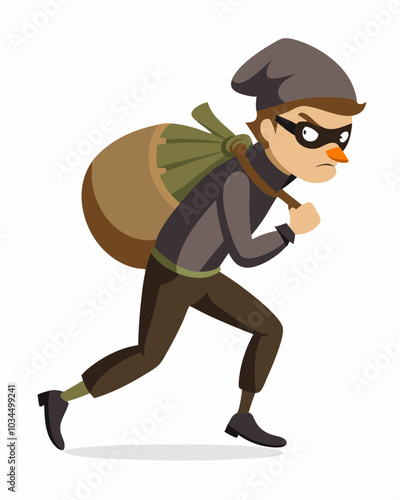 Side View Of A Robber Carrying Sack