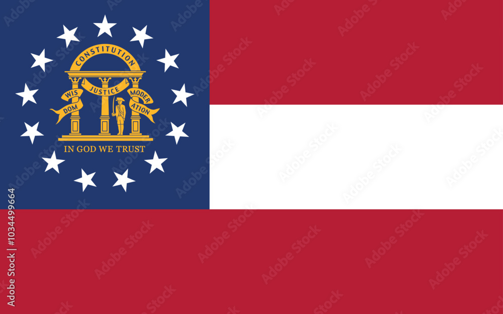 Normal flag of the United States federal state of GEORGIA with original aspect ratio Normal flag of the United States federal state of GEORGIA with original aspect ratio
