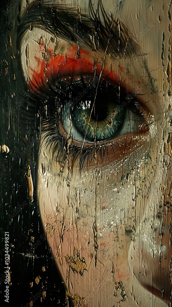Close-Up Portrait of a Woman's Eye with Intricate Detail and Dramatic Lighting Close-Up Portrait of a Woman's Eye with Intricate Detail and Dramatic Lighting