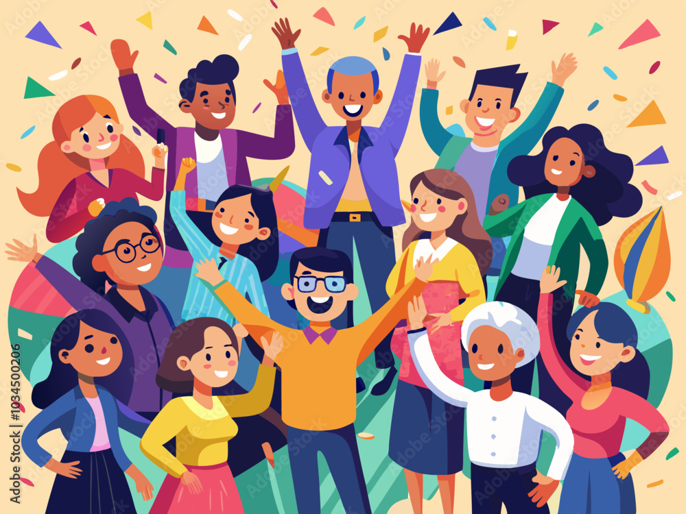 Large group of people celebrating. Vector image Large group of people celebrating. Vector image