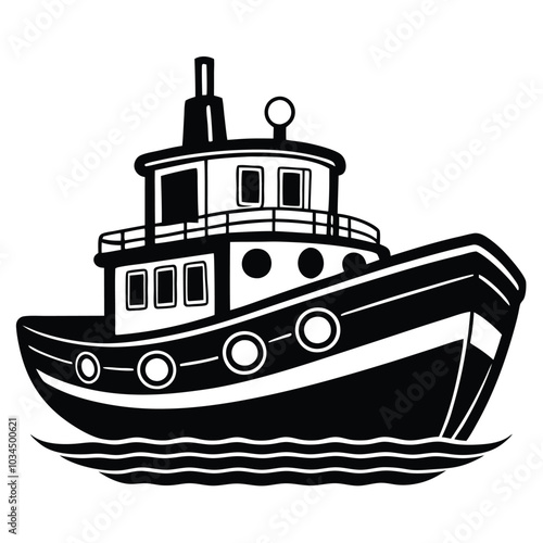 tugboat silhouette vector design illustration on white background