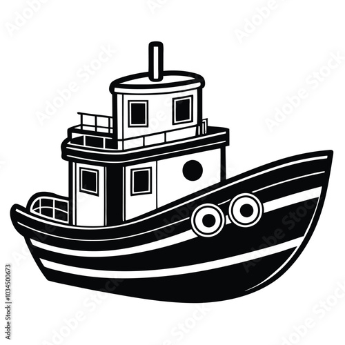 tugboat silhouette vector design illustration on white background