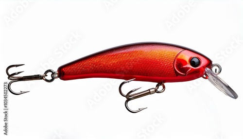 a bright red fishing lure with a metal chain photo