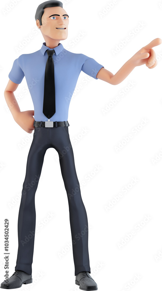 Cartoon businessman pointing with finger while standing Cartoon businessman pointing with finger while standing
