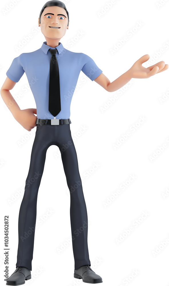 Cartoon businessman pointing with hand on hip Cartoon businessman pointing with hand on hip