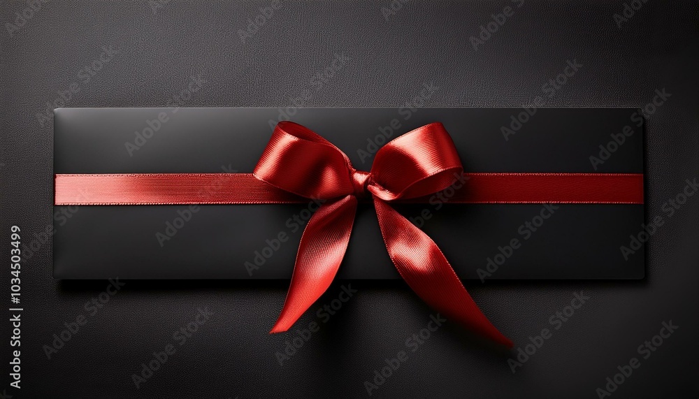 a stylish black voucher with clean lines and a red ribbon ready for a luxury holiday gift or special discount a stylish black voucher with clean lines and a red ribbon ready for a luxury holiday gift or special discount