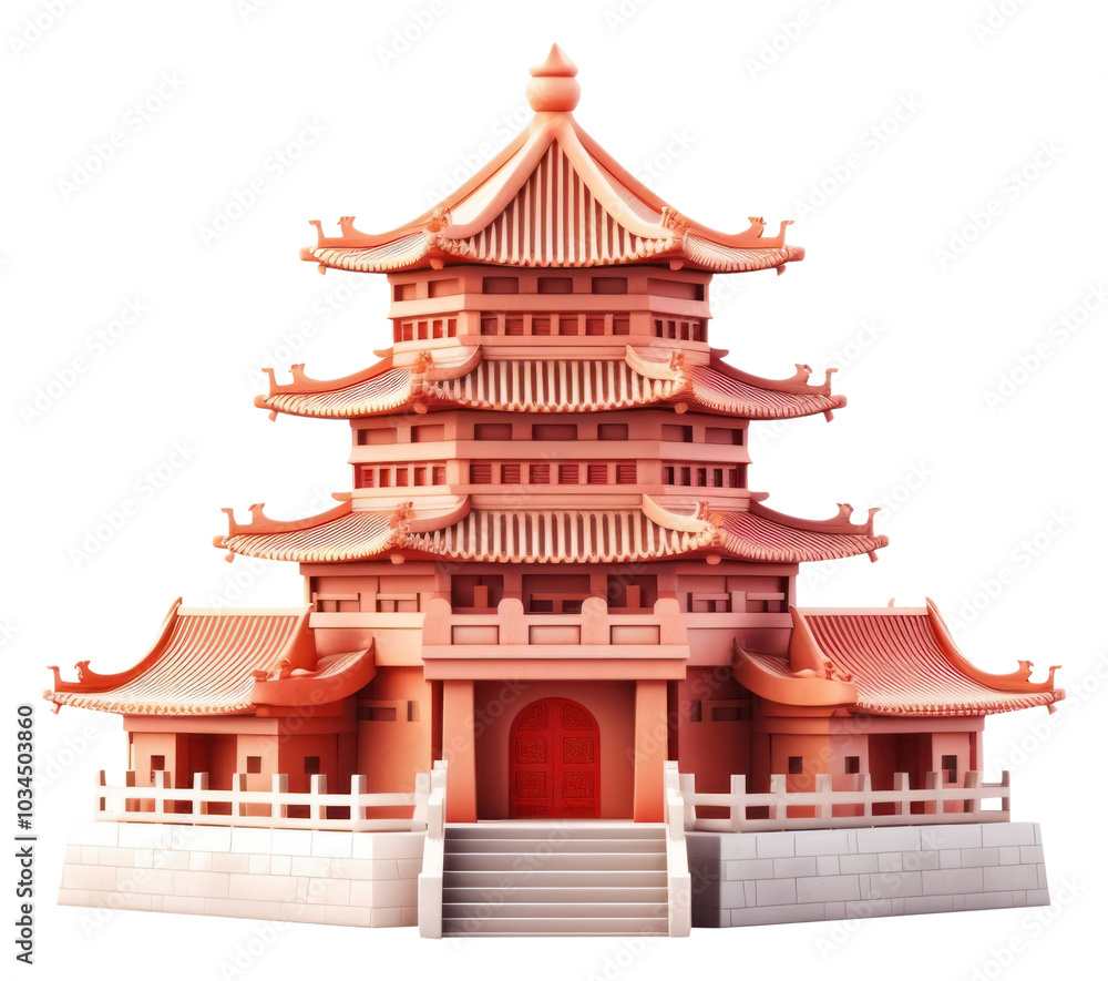 Naklejka premium PNG Castle architecture building pagoda.